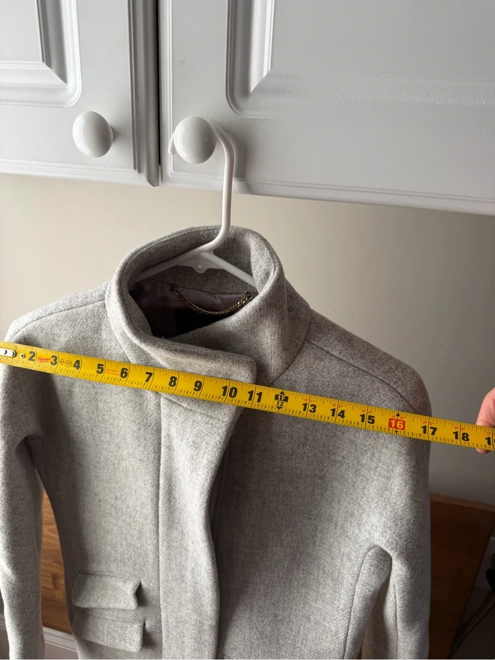 Like New jcrew petite women’s Light Gray Wool-Blend Stand Collar Coat